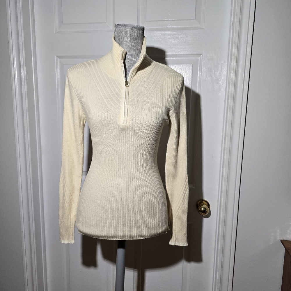Varley Cream Ribbed Half-Zip Sweater - Picture 2 of 7
